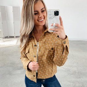 NEW POLKA DOT JEAN JACKET BY HEM & THREAD SMALL